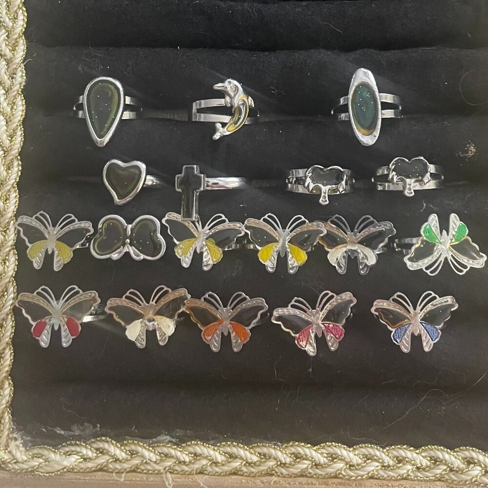 18 Adjustable Mood Rings Kids Party Favour Jewelry Lot